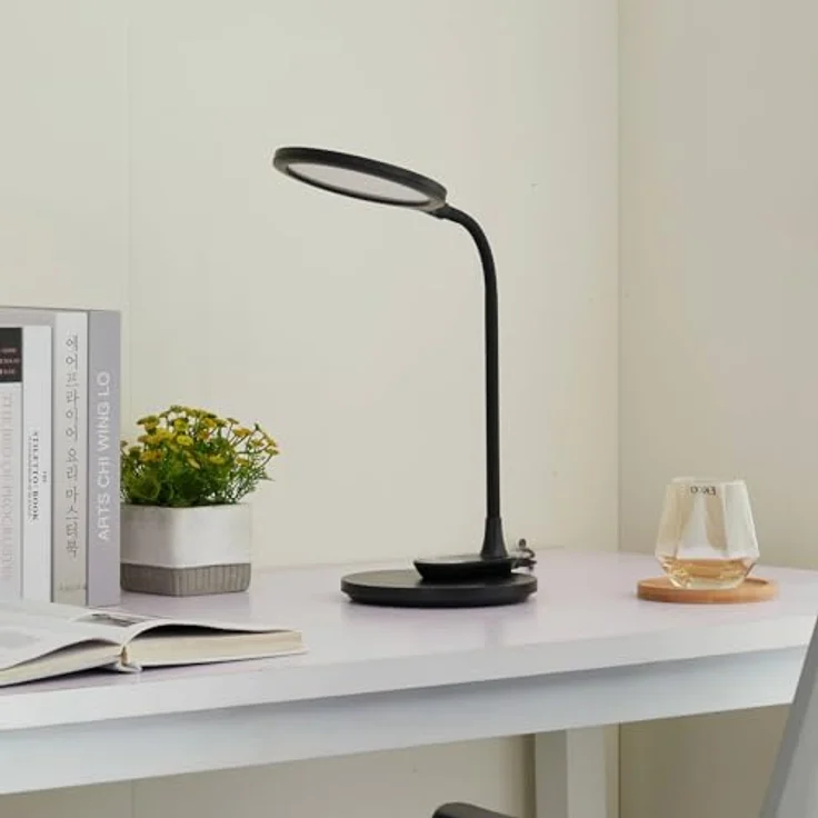 Lindby Valtaria, dimmbare LED Tischlampe aus Kunststoff mit Touchdimmer, schwarz – Bild 4