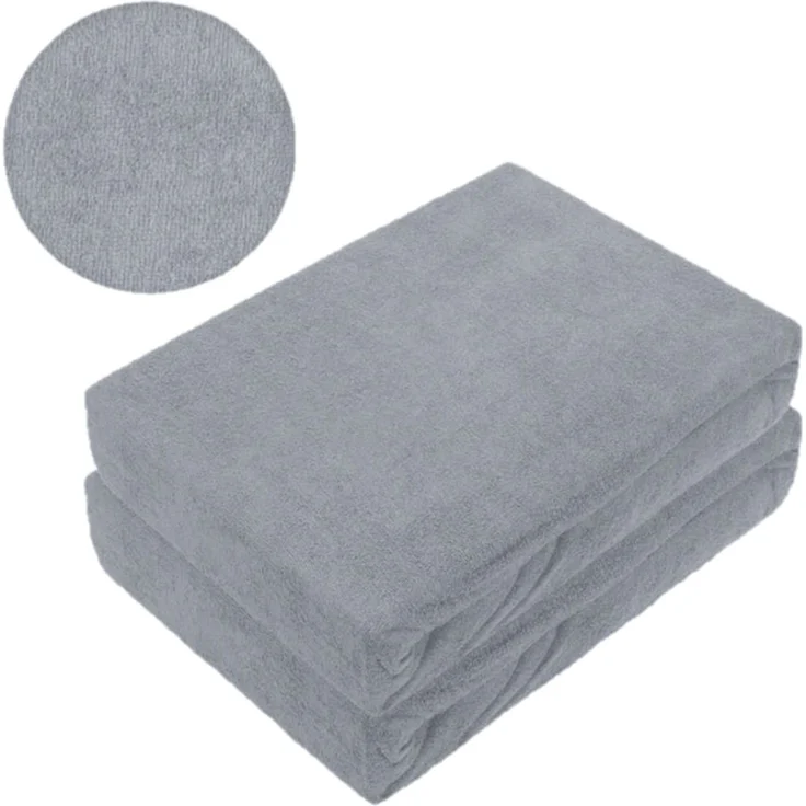 Frottee Spannbettlaken Rundumgummizug Marke Doppelpack 90 x 200 cm Grau – Bild 2