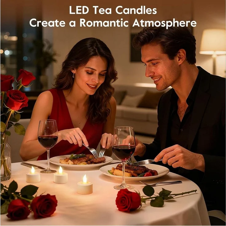 EXTSUD LED-Kerze LED Teelichter Aufladbar 6er Set mit Ladestation, Flackernde, Warmweiß – Bild 3