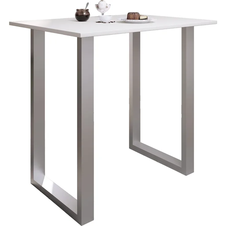 VCM Bartisch Xona 920145 Silber / Weiß H. 102 x B. 110 x T. 80 cm