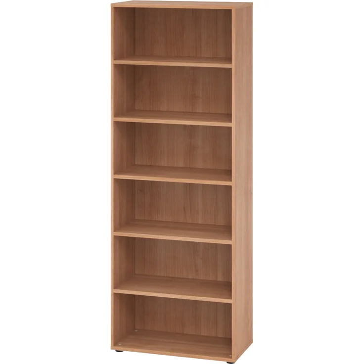 bümö Regal Nussbaum, Standregal aus Holz für 6 Ordnerhöhen - Bücherregal 80 cm breit, Aktenregal für Ordner & Bücher, Büroregal, Holzregal, Ordnerregal, Aufbewahrungsregal, Buchregal, 968RE-N – Bild 1
