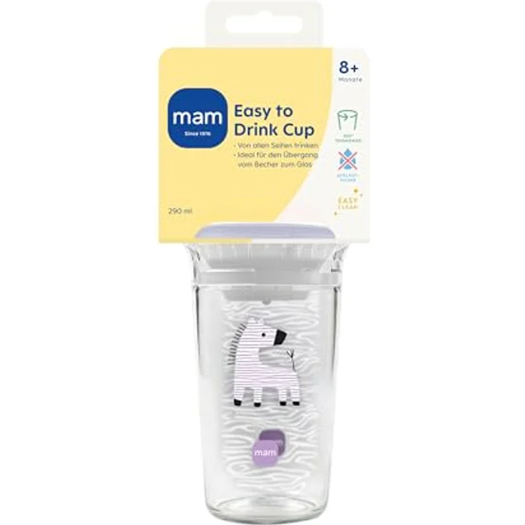 MAM Easy to Drink Cup 360° Trinklernbecher 290 ml, ab 8 Monaten, Zebra – Bild 2