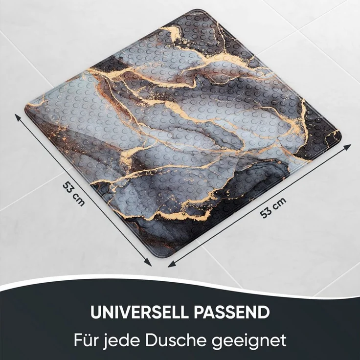 Sanilo Duschmatte, mit Motiv, rutschfest, waschbar, quadratisch, 230 extra starke Saugnäpfe, Kunststoff PVC, 53 x 53 cm, Marmor Abstrakt – Bild 3