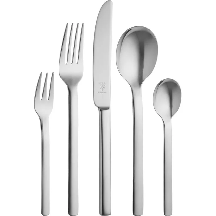 Justinus Besteckset Basic 60/1, 60-teiliges Metallbesteck-Set für 12 Personen, spülmaschinenfest aus Edelstahl 18/0