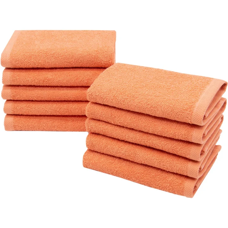 ZOLLNER 10er Set Seiftücher, Baumwolle, 30x30 cm, 420g/qm, orange – Bild 1