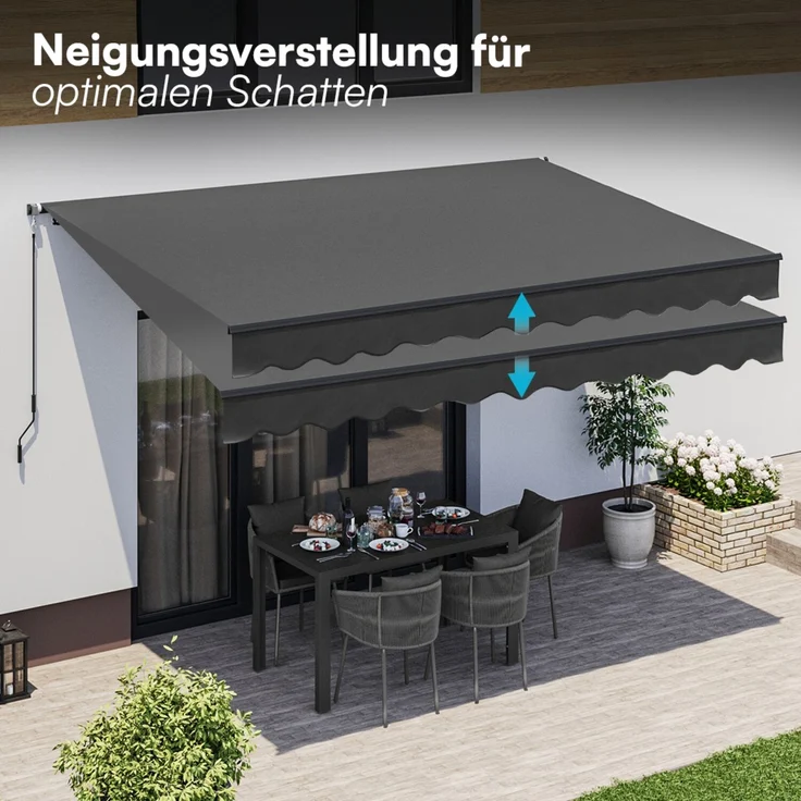 STEELSØN 'Kestria' Gelenkarmmarkise 400x250 cm, anthrazit, wetterfest und blickdicht, Markise mit Aluminium-Kassette und Wandhalterung, Balkonmarkise mit Handkurbel – Bild 5