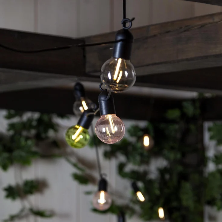 Outdoor-Lichterkette ,Fiesta' mit Batterien und Timer, 10 bunte LED Glühbirnen, L 360cm – Bild 1