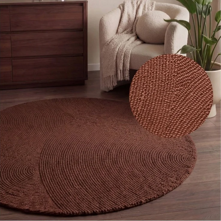 HANSE Home Wollteppich Calmio, auch als Läufer und in rund, rund, Höhe: 18 mm, Handgetuftet, Wolle, Natur, Wohnzimmer, Schlafzimmer, Skandi, Hygge – Bild 1