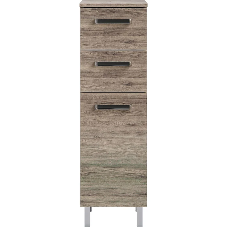 Pelipal Badmöbel-Set Quickset 313, Sanremo Eiche - Waschtischunterschrank, Keramikwaschtisch, Unterschrank, Spiegelschrank, Unterschrank – Bild 6