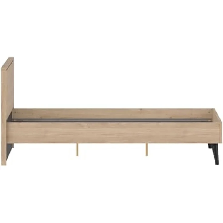 Dmora - Doppelbett Cariss, Struktur des Container-Betts, Sommier mit Verkleidung, Matratzenhalterstruktur, 207x173 h91 cm, helle Eiche – Bild 6
