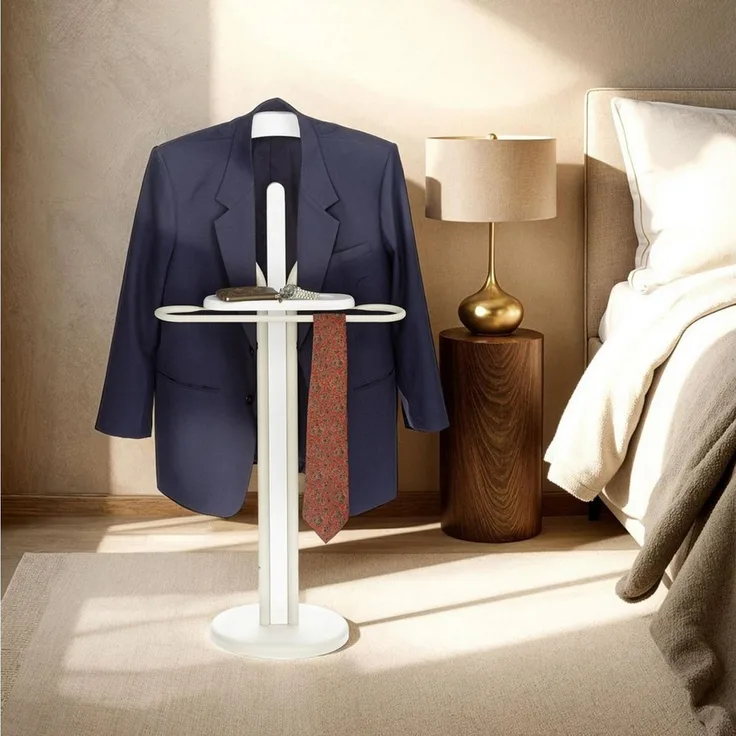 IDIMEX Herrendiener FABIO, Stummer Diener mit Kleiderbügel, Hosenbügel und Ablage Beige/Weiß