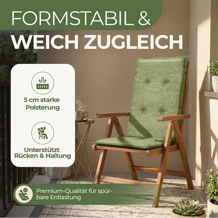 Petsation Hochlehnerauflage Florence Hochlehner Auflage Gartenstuhlauflage mit Schaumstoffpolster, (6 St) – Bild 3