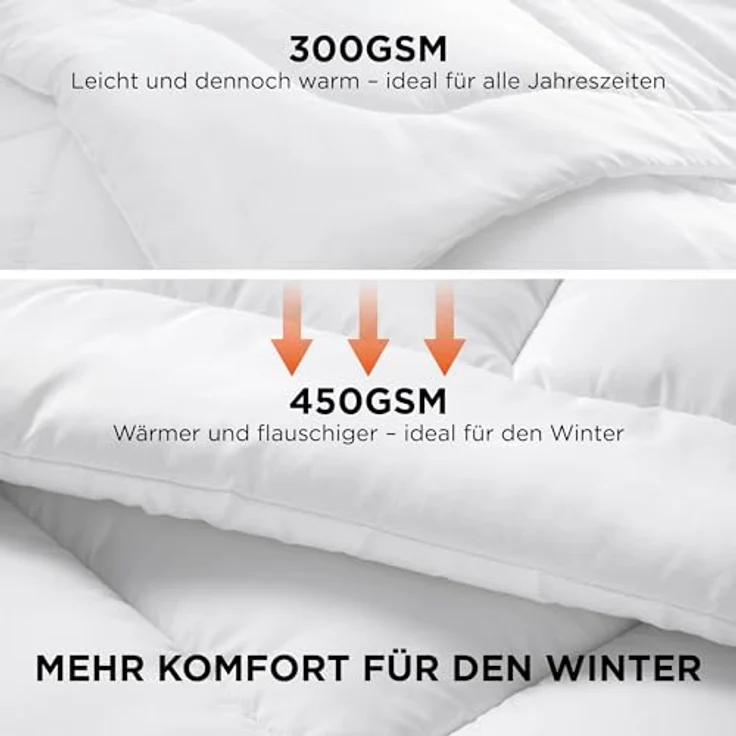 BEDSURE Bettdecke 155x220 Winterdecke 450gsm - Warm Winterdecke 155x220 cm für Winter, 220x155 Waschbar Dicke Winterbettdecke, Weiß – Bild 8