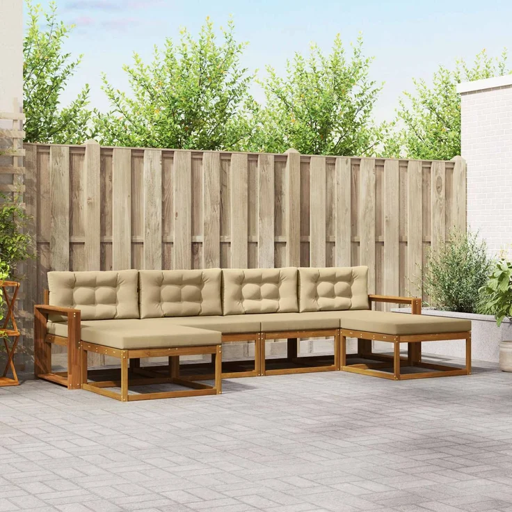 vidaXL Outdoor-Sofagarnitur 6 stk. 6-Sitzer Natur und Beige 3367971 – Bild 1