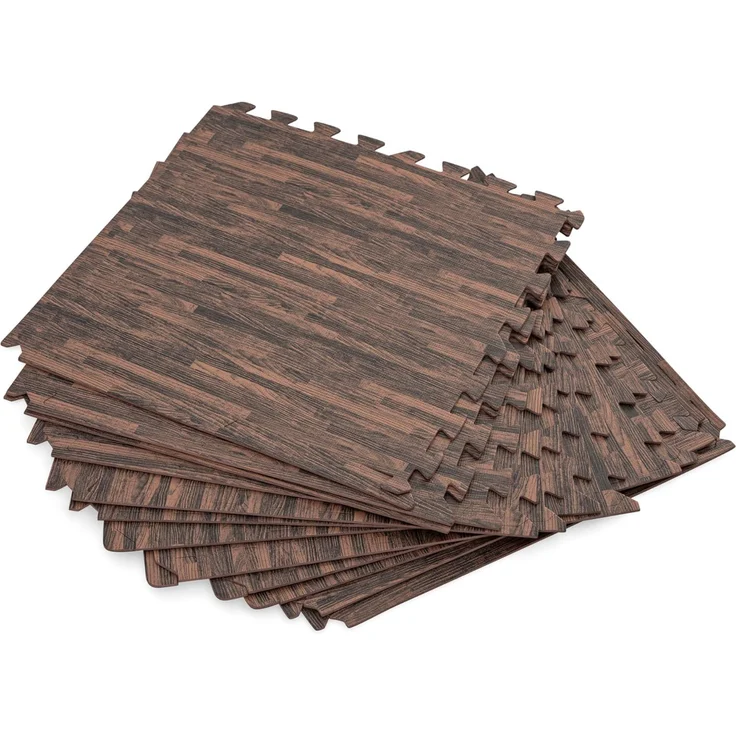 Pool-Bodenschutzfliesen Set 12 Stück á 50 x 50 cm, Holz-Optik (Palisander) – Bild 3