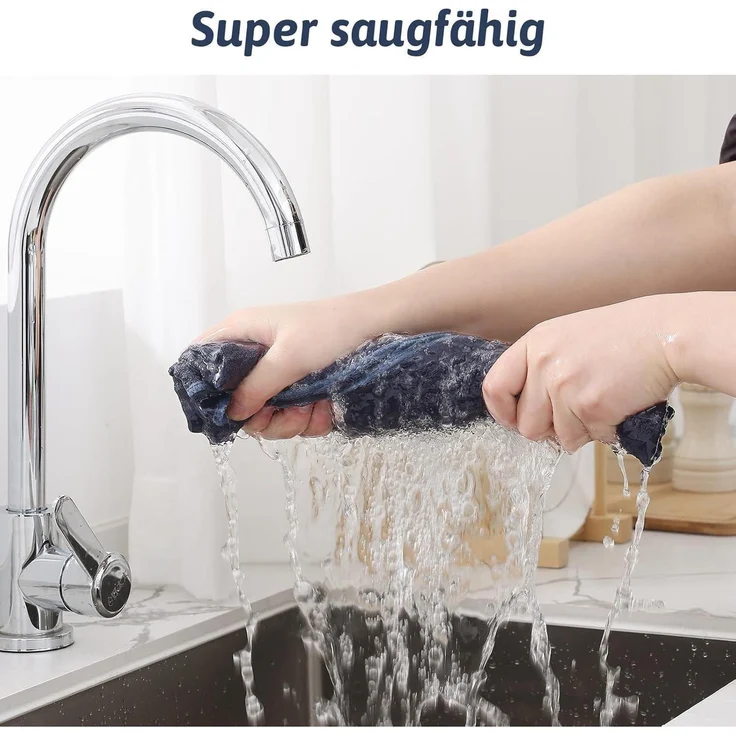 Moosfor Microfasertücher 4er-Set Küchentücher 40x70 cm Fusselfrei Marine Blau – Bild 8