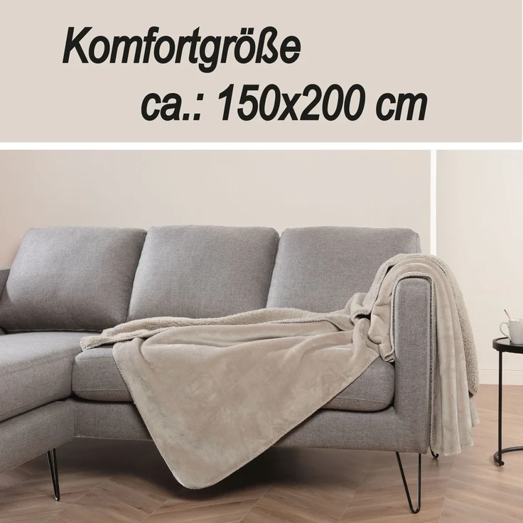 Kuscheldecke "Teddy Fleece" Sherpa/Flanell, 150x200cm Beige – Bild 5