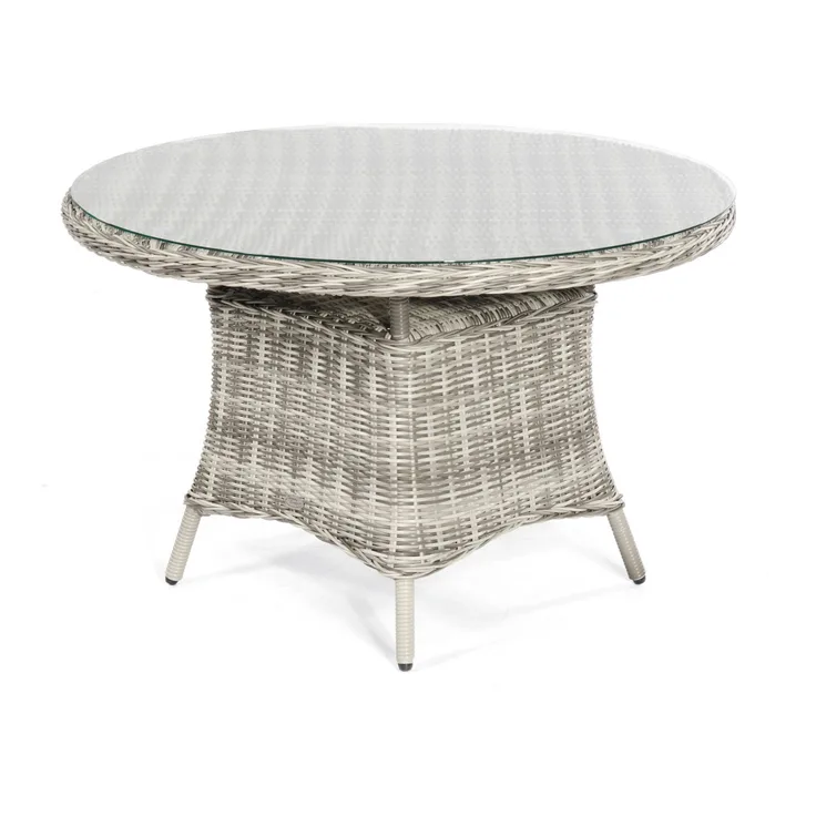 SunnySmart Gartentisch Midland rund Ø120 cm Aluminium mit Kunststoffgeflecht vintage-taupe Tisch