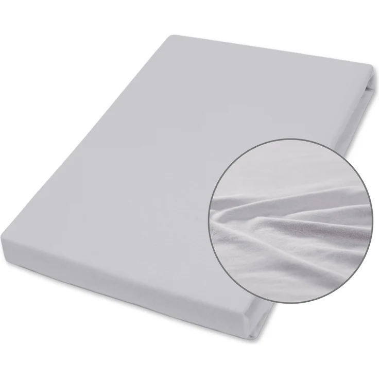 Traumhaft gut schlafen Jersey-Elasthan Spannbetttuch, verschiedene Farben und Größen, Farbe: Hellgrau, Größe: 90-100 cm x 200 cm – Bild 1