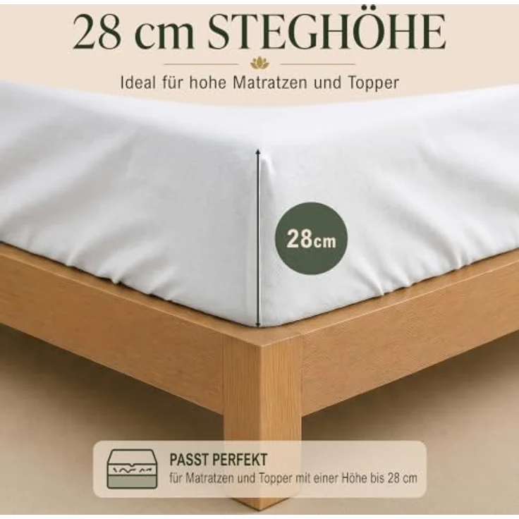 MALIKA® Spannbettlaken 180x200 - 200x200 cm, Baumwolle Jersey, passend für Matratzenhöhe bis 28 cm, Oeko-Tex zertifiziert – Bild 5