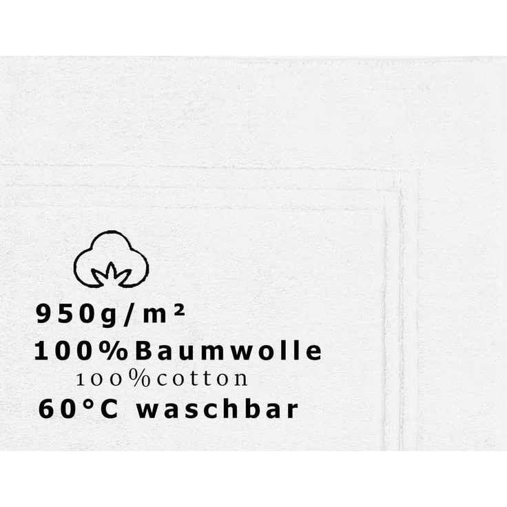 Betz Duschmatte Badvorleger Luxus XXL Badematte Badteppich Gold Qualität: 950g/m², beidseitig nutzbar, Baumwolle, rechteckig, Farbe weiß – Bild 2