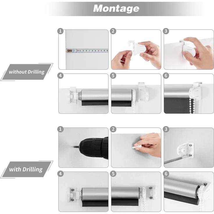 WOLTU Verdunklungsrollo ohne Bohren Beige 70x160 cm (BxH), Thermorollo Klemmfix Fensterrollo Seitenzugrollo easyfix Verdunkelung Rollos Sichtschutz und Sonnenchutz, Klemmrollo für Fenster & Tür – Bild 6