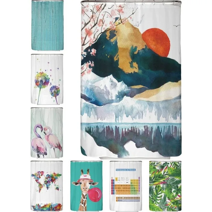 arteneur® - Japan - Anti-Schimmel Duschvorhang 120x200 - Recycelt mit Öko-Tex Standard 100 - Beschwerter Saum, Blickdicht, Wasserdicht, Waschbar, 8 Haken & E-Book