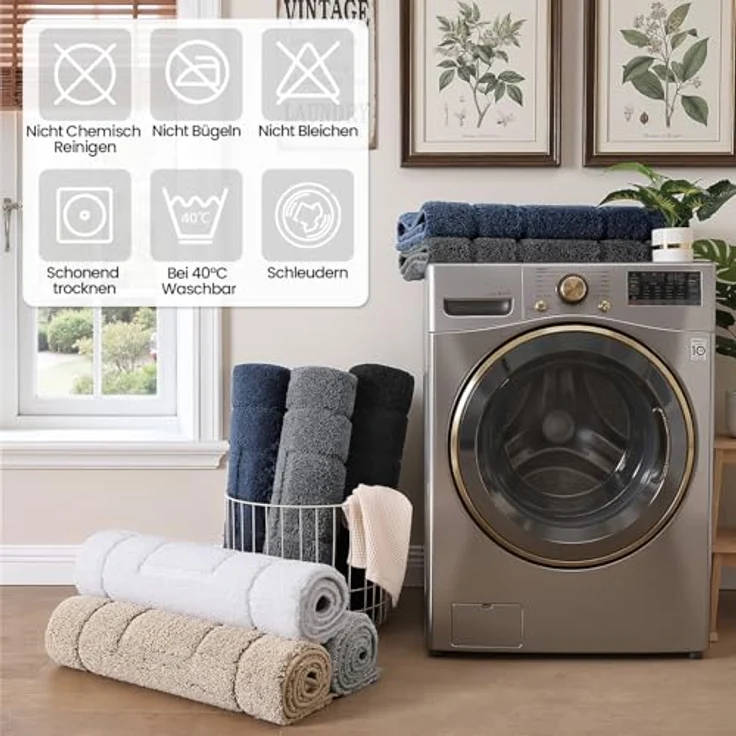 DEXI Badteppich rutschfeste,weicher Badezimmerteppich Wasserabsorbierend Badematte maschinenwaschbar Badvorleger für Dusche,Badewanne und Toilette - Beige,40x60 cm – Bild 10