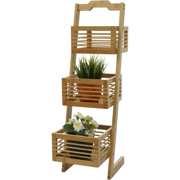 Mendler 'HWC-M21' Badregal mit 3 Körben, Bambus natur, 23 x 30 x 77 cm