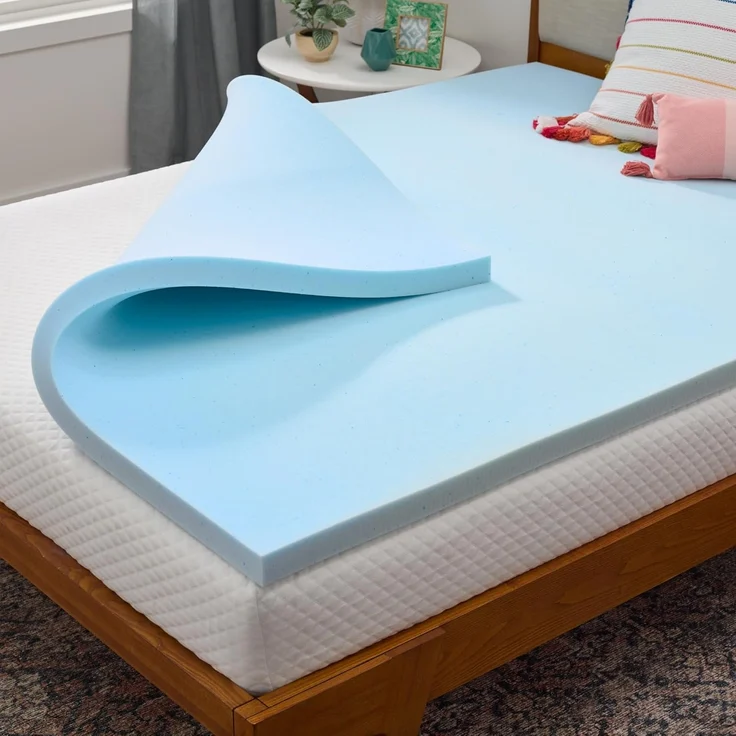 LINENSPA Matratzenauflage aus Memory-Schaum, 5,1 cm, Gel-infundierter Memory-Schaum, Plüsch-Gefühl, kühlend und druckentlastend, CertiPUR-Zertifiziert, Schlafsaal-Essentials – Queen-Size-Größe – Bild 1
