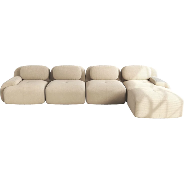 4-Sitzer Ecksofa mit 32D hochelastischer Polsterung,rutschfest mit Chaiselongue extra-breite Armlehnen frei kombinierbar ohne Montage für Büro Wohnzimmer und Heimkino,Beige, – Bild 4