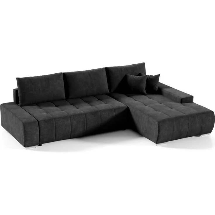 Beautysofa Ecksofa DRACO L mit Schlaffunktion und Bettkasten, Liegefläche 215 × 140 cm, modernes Schlafsofa mit Ottomane links oder rechts