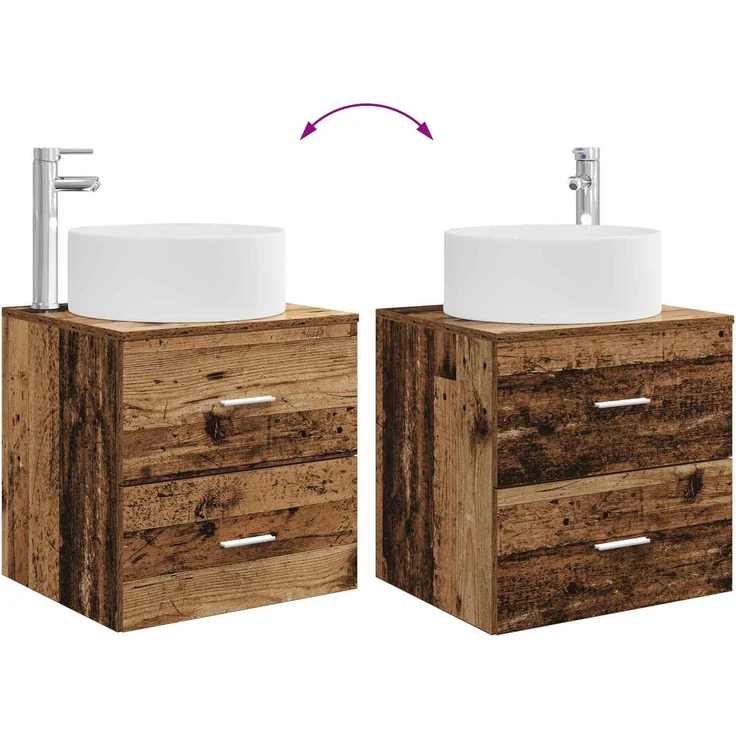vidaXL Badezimmerschrank-Set 3 stk. Altholz 129 x 44,5 x 80 cm 3405953 – Bild 10
