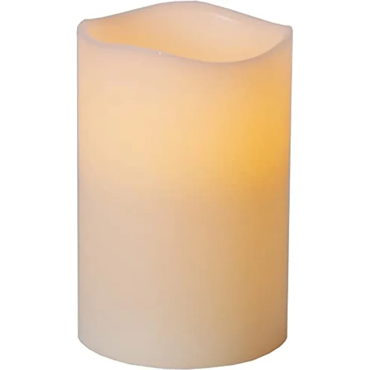 LED Echtwachskerze -Big', Batterie und Timer, flackernd, creme, 15cm