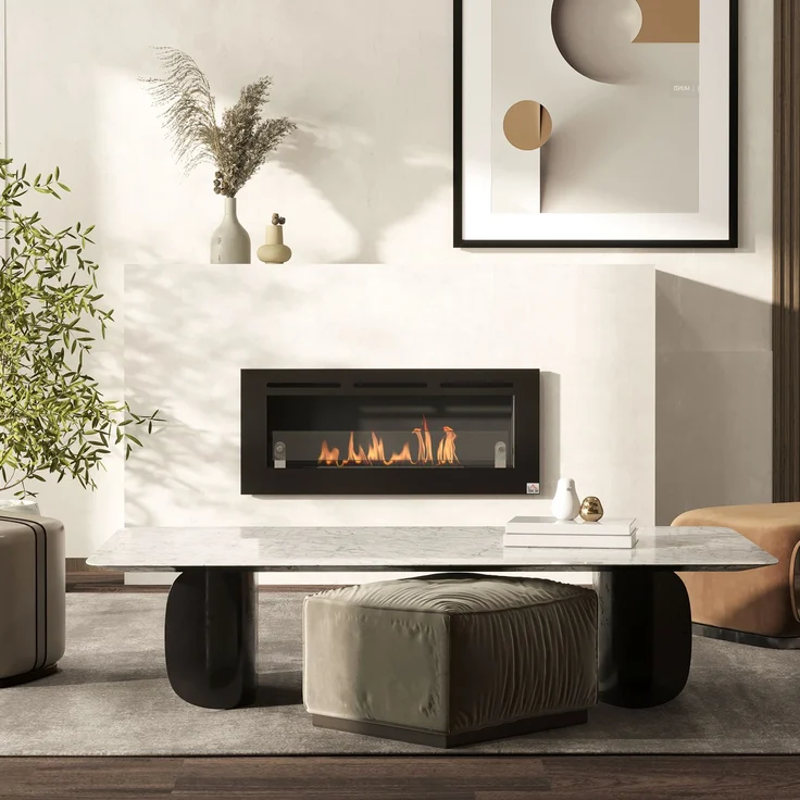 JARDJ Einbau-Wandkamin mit Bioethanol-Technologie und 2,8-Liter-Brenner, Brenndauer ca 3,5 Stunden, Abmessungen: 102 x 16 x 43 cm (L x B x H), Geeignet für Räume von 25–30 m², Material: Metall – Bild 3