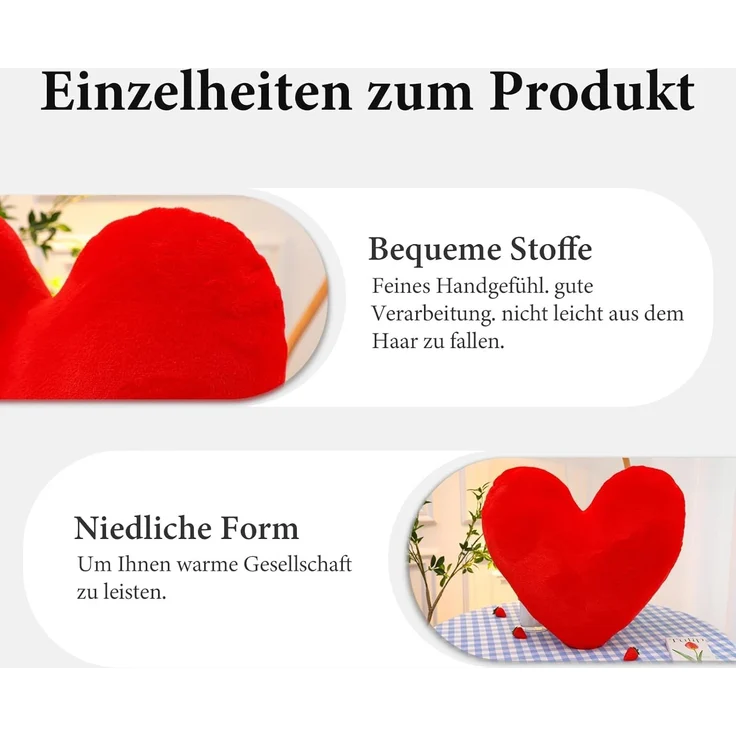 Herzkissen, Herz Kissen Kinderzimmer Decor, Kuschelkissen Kinder Herzform Dekokissen Kopfkissen Kissen Zierkissen für Mädchen & Jungen Zuhause Schlafzimmer Deko (Gelbes Herz,40cm) – Bild 7