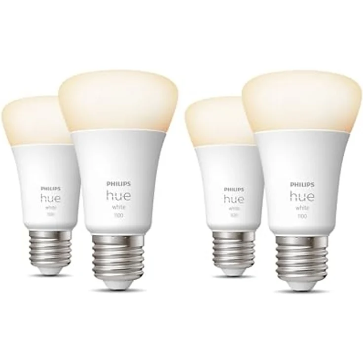 Philips Hue White E27 Lampe 4 Pack 4x1055lm, dimmbar, warmweißes Licht, steuerbar via App, kompatibel mit Amazon Alexa (Echo, Echo Dot) – Bild 3