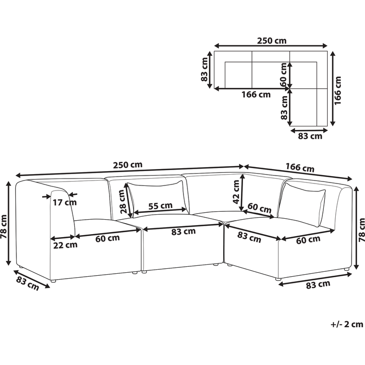 Modul Ecksofa 4-Sitzer LEMVIG Cord Dunkelrot rechtsseitig – Bild 2