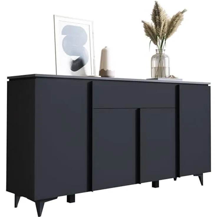 Newroom Sideboard Lumaro, Schwarz Kommode Modern Minimalitisch Modern Highboard Anrichte Wohn...