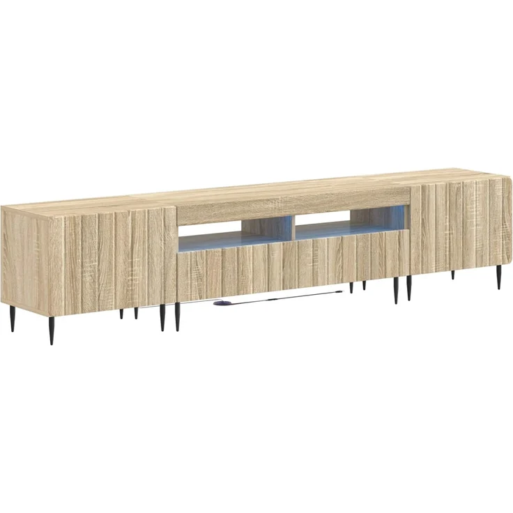 vidaXL 3-teiliges LED TV Regal ZWOLLE Sonoma-Eiche Holzwerkstoff 3416515 – Bild 2