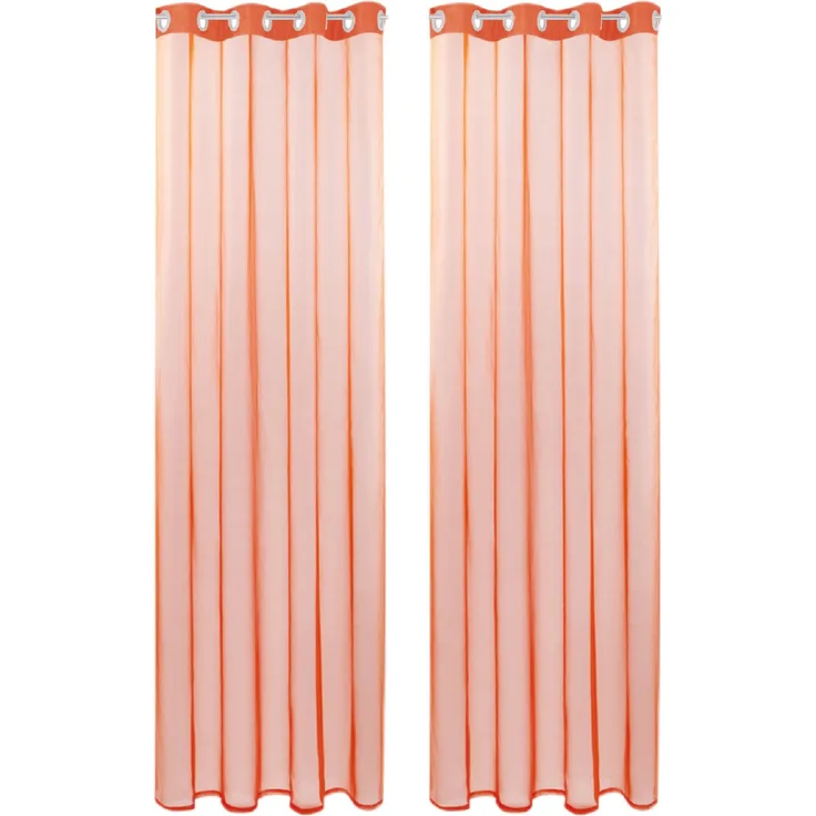 Bestlivings Transparente Orange Gardine mit Ösen 2er Pack (B140 x L145), viele Varianten erhältlich