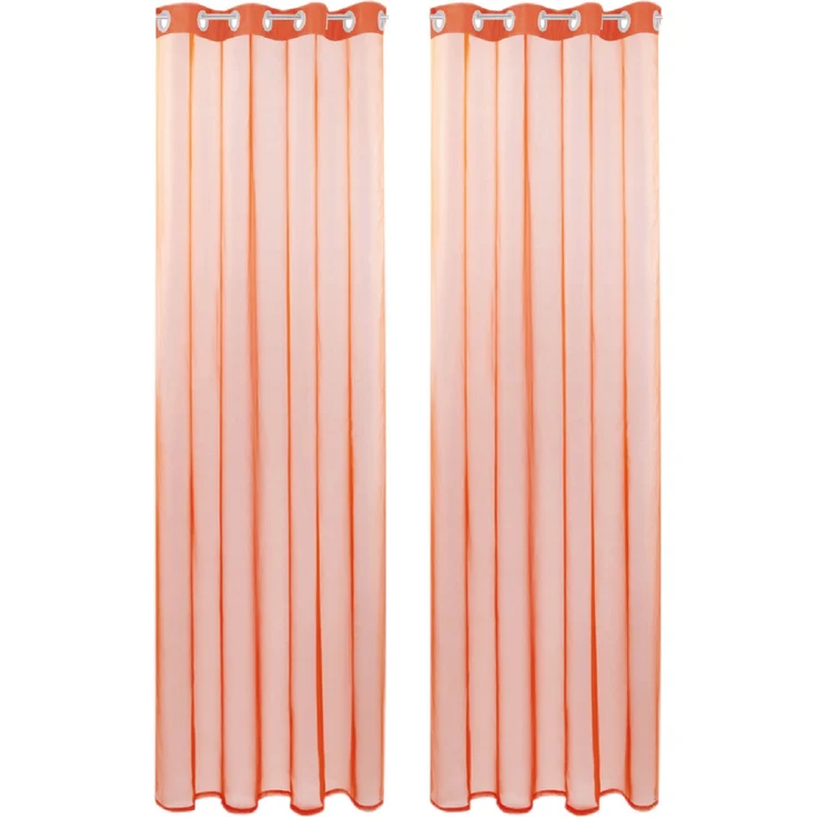 Bestlivings Transparente Orange Gardine mit Ösen 2er Pack (B140 x L145), viele Varianten erhältlich