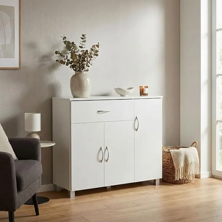 MID.YOU Sideboard, Holzwerkstoff, 2 Fächer, 1 Schublade, stehend, 90x75x30 cm, Wohnzimmer Möbel – Bild 4