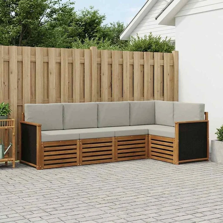 vidaXL Outdoor-Sofagarnitur 7 stk. 7-Sitzer Natur und Hellgrau 3384462 – Bild 1