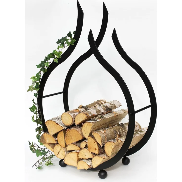 Kaminholzregal Flamme Kaminholzständer 78 cm Holzkorb Kaminholzhalter Holzregal – Bild 6