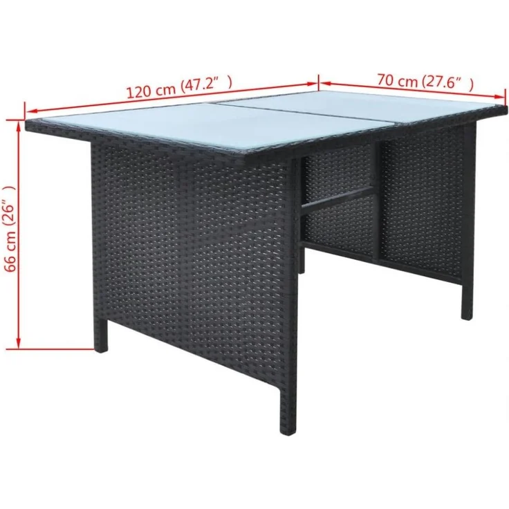 vidaXL 6-tlg. Garten-Essgruppe mit Kissen Poly Rattan Schwarz 42643 – Bild 3