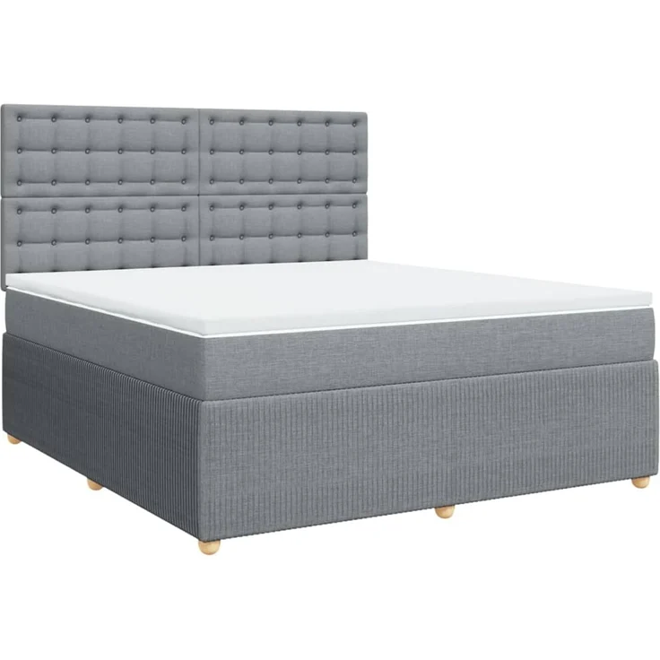 vidaXL Boxspringbett mit Matratze Hellgrau 180x200 cm Stoff 3294449 – Bild 3