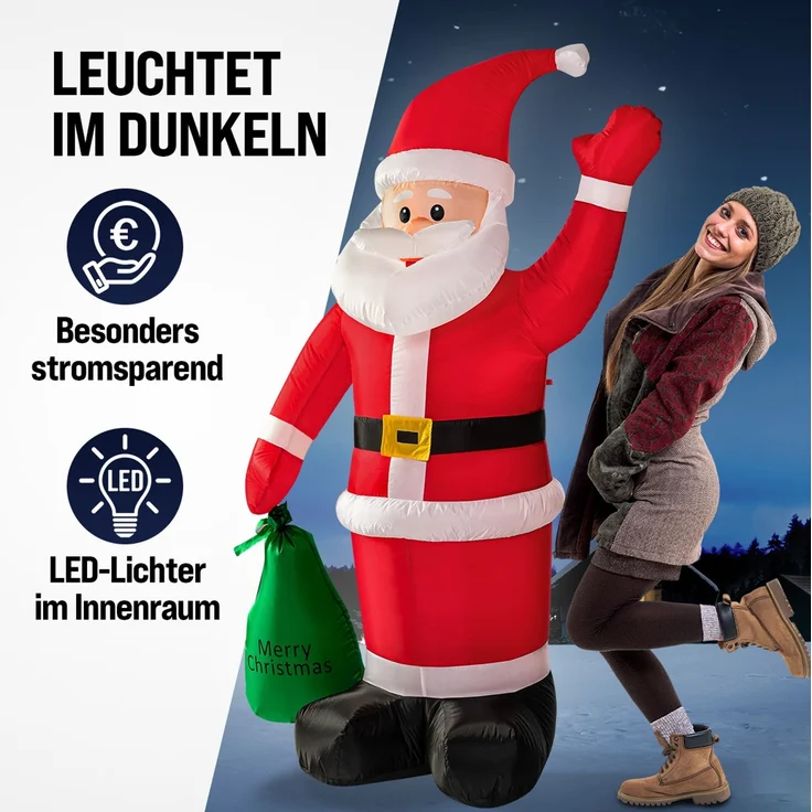 Monzana Weihnachtsmann mit Beleuchtung aufblasbar – Bild 2