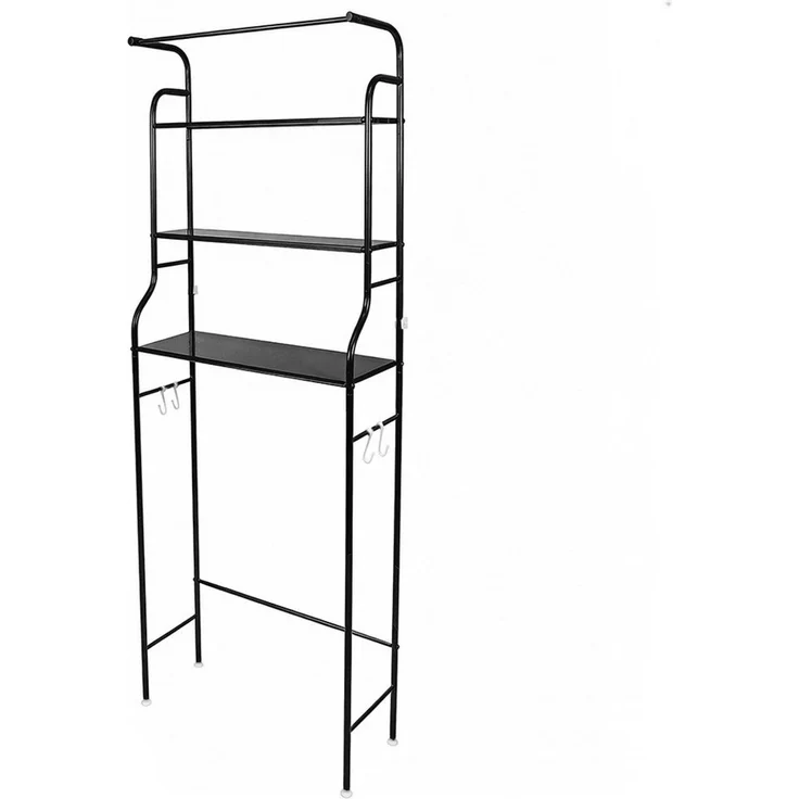 JEOBEST Badregal Toilettenregal mit 3 Ablagen, Platzsparend mit Haken 47 x 25 x 160 cm, 1-tlg, Toilettenregal, Badezimmerregal, Handtuchhalter – Bild 4