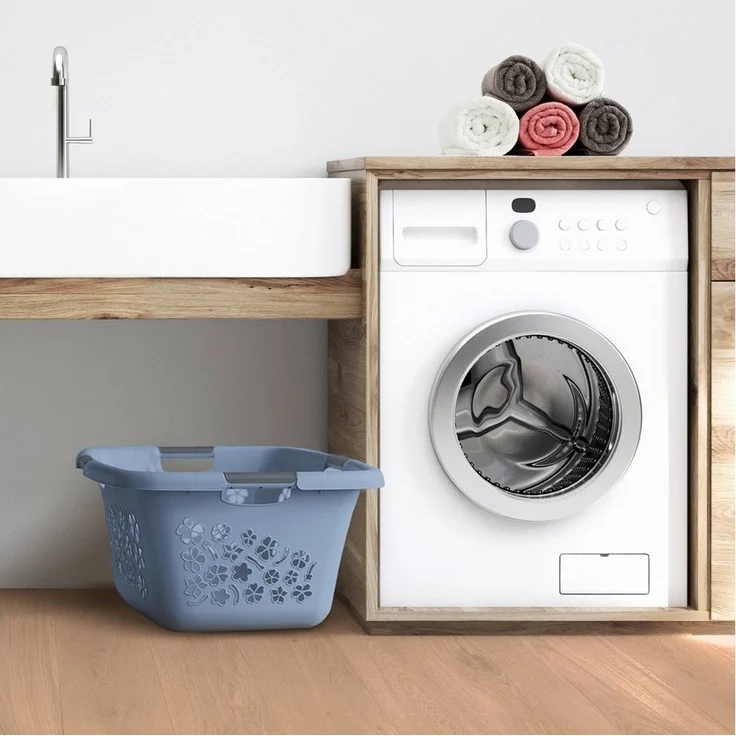 Rotho Wäschekorb Flowers 50 l horizon blue – Bild 3